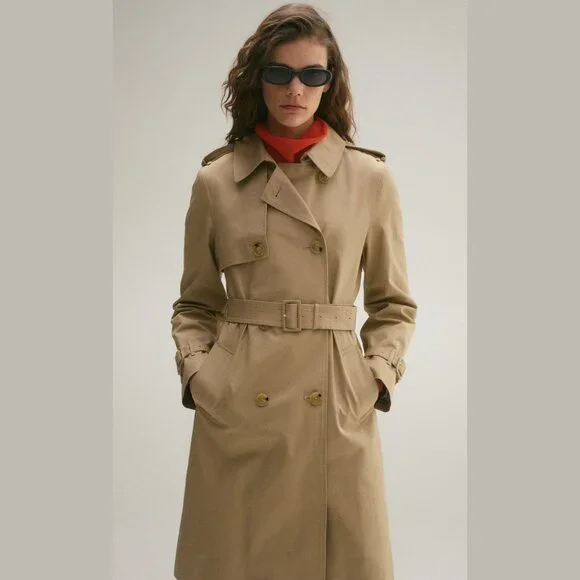Mango Tan Classic Belted Trench Coat Size XS - Picture 2 of 8